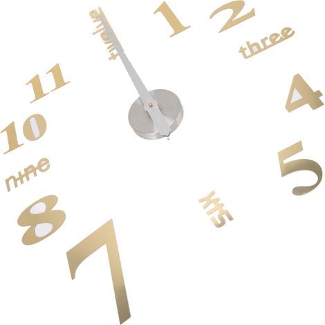 Horloge murale moderne en acrylique 3D grand format, chiffres autocollants dorés pour décoration intérieure DIY (1/5)