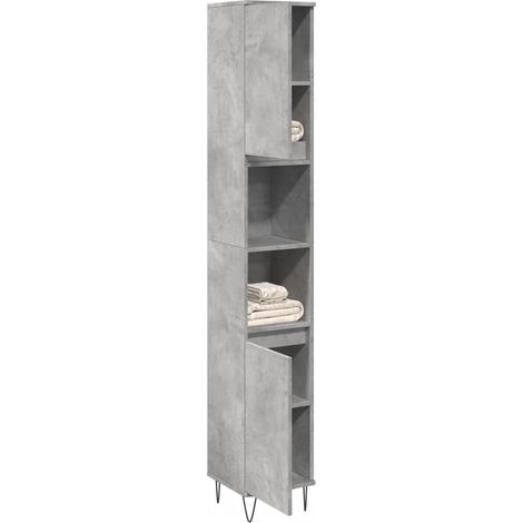 Badschrank Betongrau 30x30x190 cm Holzwerkstoff