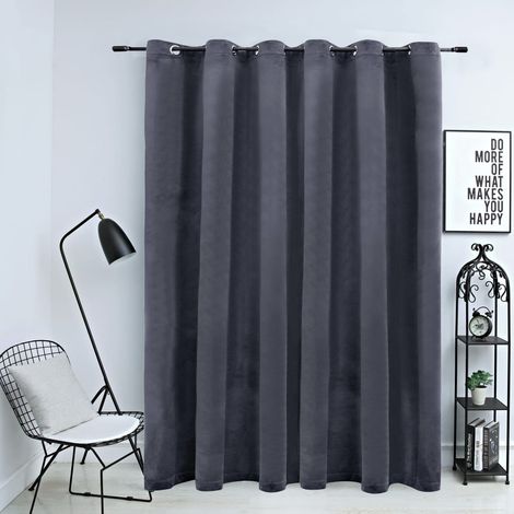 Rideau occultant,Décoration Chambre Fenêtre,Rideau Thermique Isolant et anneaux métal Velours Anthracite 290x245 cm GDSVW81340 (1/4)