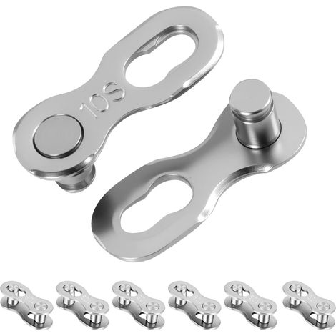 6 paires Attache Rapide Chaine Vélo Réutilisable Pour Maillon Rapide Chaine Vélo 10 Vitesses En Acier Solide Maillon De Chaîne De Vélo 10 Compartiments 6 Pour Réparation Rapide for VTT Route (1/5)