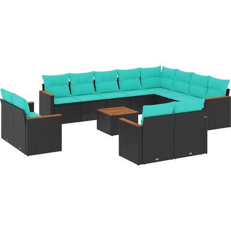Maison Exclusive - Set Divani da Giardino 13 pz con Cuscini Nero in Polyrattan (1/5)