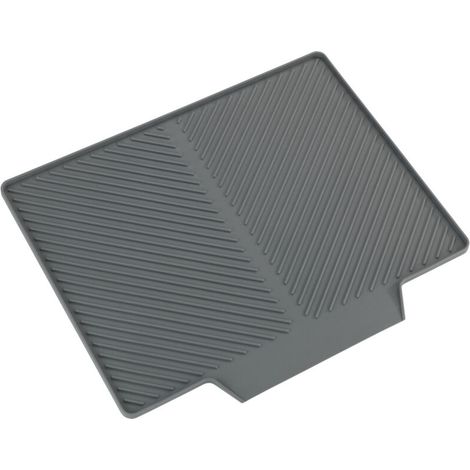 Abtropfmatte, gerillte Gummistruktur, schnelltrocknend, Oberfläche für optimalen Wasserablauf, seitliche Verlängerung für das Spülbecken, 34 x 3 x 40 cm, grau
