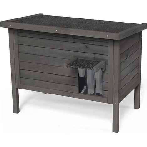 Maison pour chat - Divit KH74 - Gris - Isolation en mousse - Extérieur 80,5 x 47 x 61 cm