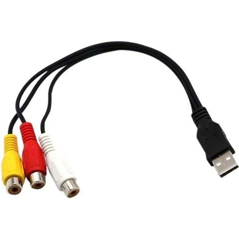 Câble USB Vers 3RCA USB Vers 3 RCA Rgb VidéO AV Composite Adaptateur Convertisseur Câble Cordon Connecteur Plomb Convient pour TV PC DVR (1/5)