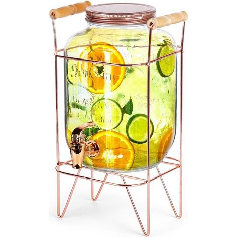 Distributeur de boissons - VILDE - 4,2 L - Verre épais - Robinet doré - Couvercle anti-insectes (1/5)