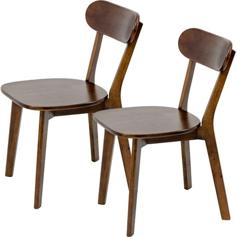 Sedie da pranzo in legno, set da 2, stile mid-century moderno, schienale curvo, colore noce (1/5)