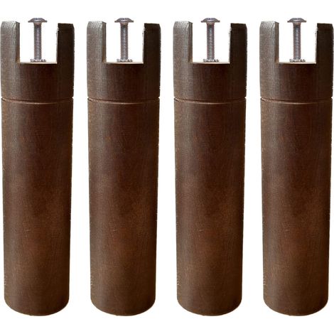 4 pieds cylindriques pour cadre à lattes wengué 25 cm