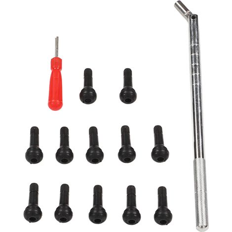 Jeffergarden Ensemble d'outils d'installation de tiges de valve de pneu, 14 pièces, tête unique pour véhicules récréatifs, vélos, voitures électriques, SUV (1/4)