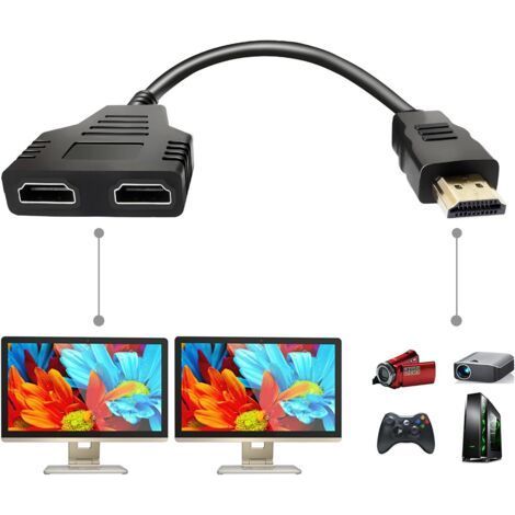 Tigrezy Splitter Hdmi Adaptateur Câble Splitter Hdmi 1 In 2 Out Hdmi Male (1/5)