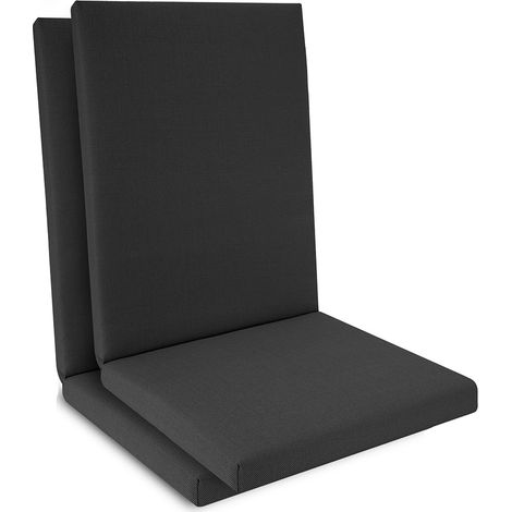 Lot de 2 coussins de chaise basse étanches 100x50x5,5cm Anthracite (1/5)