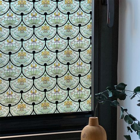 JSSEVN-Film décoratif 3D pour fenêtre - Verre coloré - Film Brise-Vue - Film de fenêtre - Film de Protection Contre Les Regards indiscrets , 44.5x200cm (1/3)