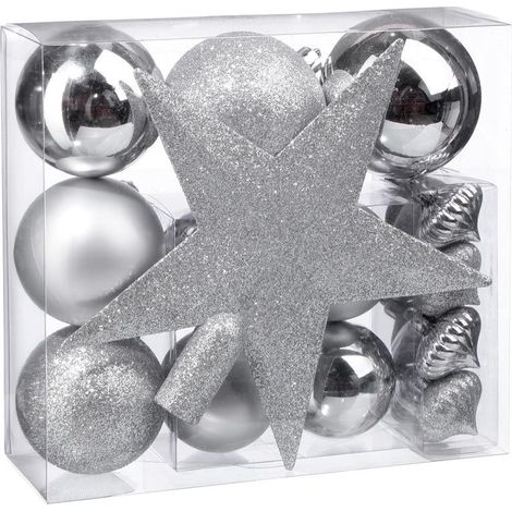 Paris Prix - Kit 18 Pièces Déco De Noël colorama 23cm Argent (1/2)