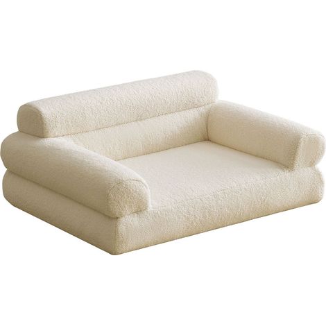 Canapé pour chien et chat Titou 50x80 Tissu Bouclette Crème