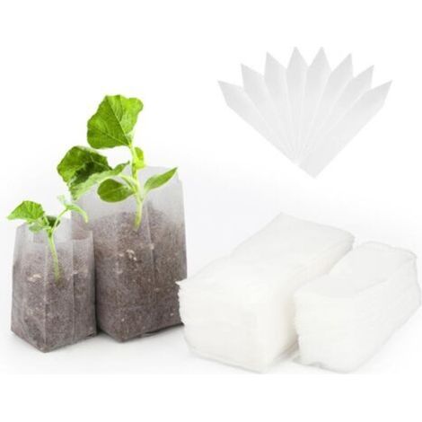 200 Biodegradable Non-Woven Plant Seedling Bags (10 x 12 cm + 14 x 16 cm) (1/5)