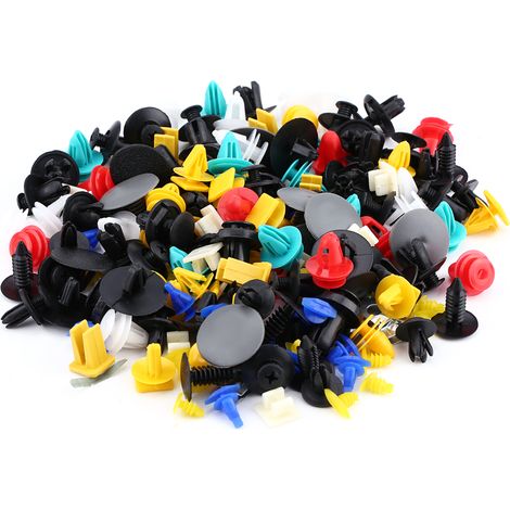 Clips de sujeción para coche  200 clips de remache surtidos para parachoques y puertas  Plástico resistente, 20 tamaños  Kit de sujeción universal para coche (1/5)