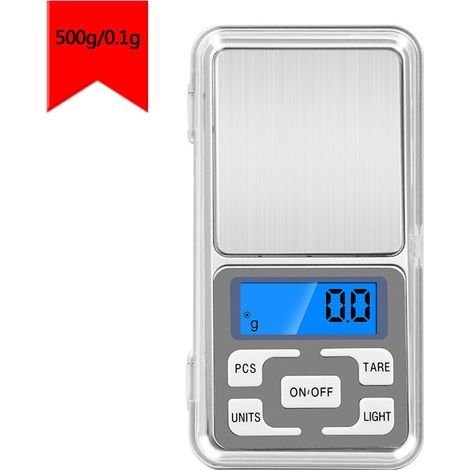 Balanza electrónica, balanza de bolsillo, mini balanza digital de bolsillo de 500 g/0,1 g para joyería/té/levadura/café, cocina, gramos (500 g/0,1 g) (1/5)