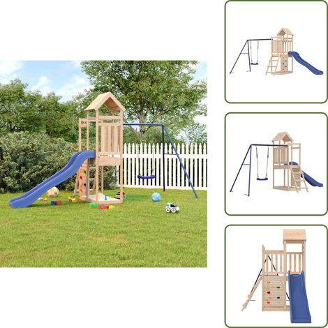 Spielturm Massivholz Kiefer - Holzspielplatz - Spielturm - Kiefernholzspeilplatz - Kindgerechtes Spielgerät - Gartenmöbel Für Kinder