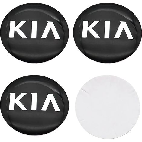 (Autocollant pour jante Kia Old Black, 56 mm) - Lot de 4 autocollants emblème de roue KIA, accessoires de personnalisation pour cache-moyeu et autres accessoires de jantes automobiles (1/5)