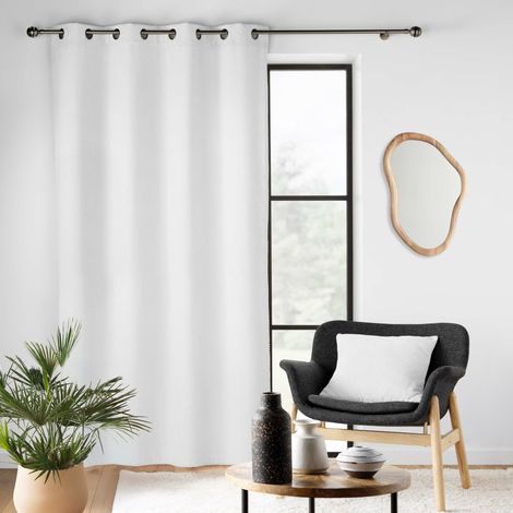 Rideau tamisant à œillets 140 x 260 cm – Velours relief texturé – JAVA Blanc