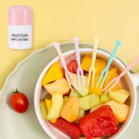 Fourchette À Fruits - Fourchette À Dessert En Plastique - Double Dent - Pour Fruits, Gâteaux Et En-cas - 1 Pièce (1/5)