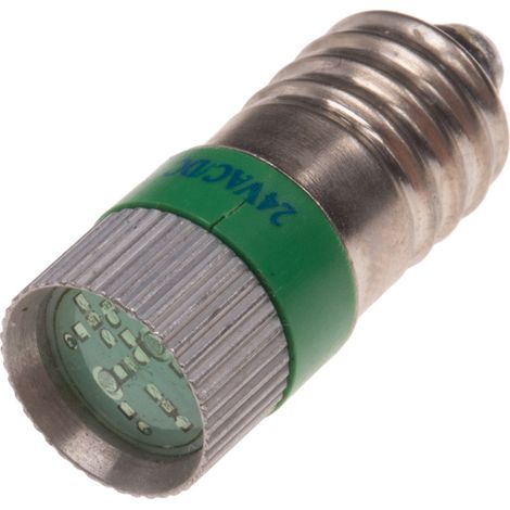 Voyant à LED Vert, culot E10, 24V c.a. / V c.c. ( Prix pour 1 )