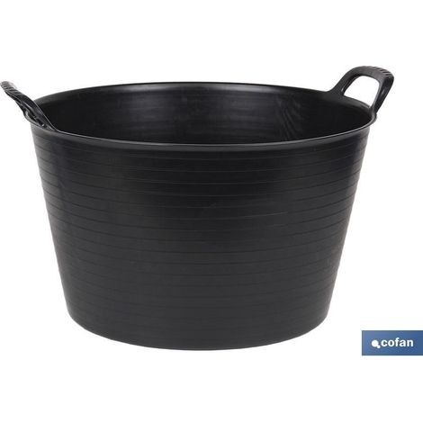 Capazo reciclado 56 l de polietileno 59,5 x 52,5 x 38 cm con asas y base plana (1/4)