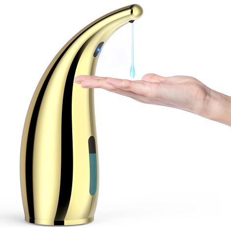 Dispensador automático de jabón, ajustable a 4 niveles, con sensor de movimiento infrarrojo, color dorado. (1/5)