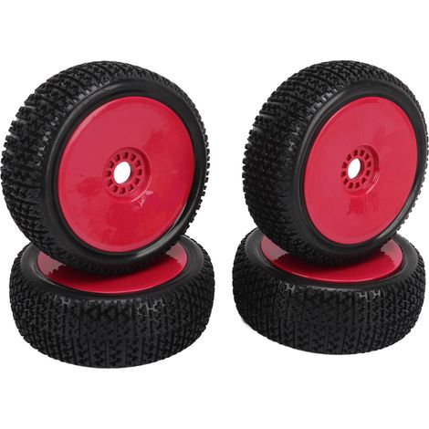 4 Pièces Pneus 1/8 RC Camion en Caoutchouc Roues de Rechange pour Véhicule Tout Terrain HPI Rouge (1/5)