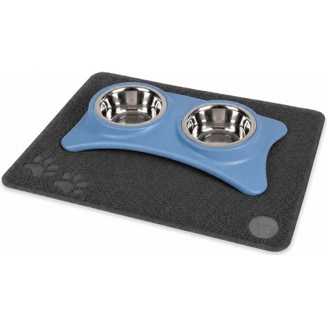 Gamelle surélevée pour animaux – Double gamelle en acier inoxydable avec support – Anti-éclaboussures – Gamelles surélevées – Pour eau et nourriture – Convient aux chats, chiens, chatons et chiots – B (1/5)