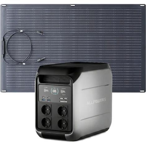 ALLPOWERS P1800 Solargenerator 1024Wh mit 100W flexiblem Solarpanel, 4 x 1800W AC Ausgänge (3600W Spitze), LFP Tragbare Powerstation mit Solarpanel für Stromausfall, Camping, Wohnmobile, Notfall (1/5)
