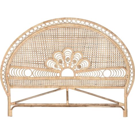 Tête de lit bohème en bambou et rotin naturel style tropical - Naturel bambou clair et beige (1/4)
