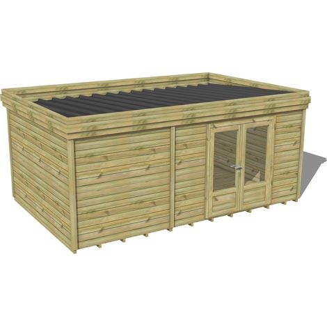 ABRI DE JARDIN bois traité 27mm, 6x3,4m, 21m2, Plancher (1/3)