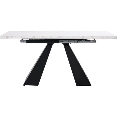 Mesa de comedor extensible 99-159 x 74 cm MDF y metal blanca y negra HOMVRA (1/5)