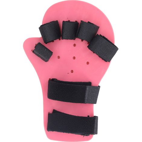 Attelle digitale longue pour doigt, orthèse de rééducation, main droite rose, séparateur pour entraînement post-AVC enfant, planche d'extension (1/5)