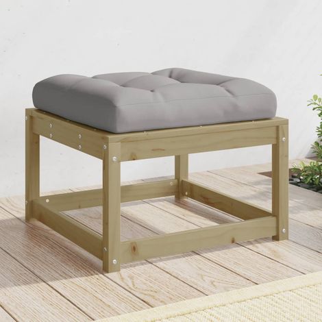 vidaXL Repose-pied de jardin avec coussins bois de pin imprégné