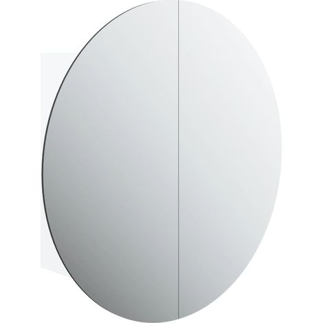 Armoire de salle de bain miroir rond et LED Blanc 47x47x17,5 cm (1/5)
