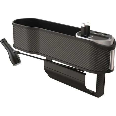 (B Sans charge) Organisateur de siège auto 10 W avec porte-gobelet, port USB Type-C, poche latérale pour console centrale avant, charge rapide sans fil (1/5)