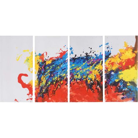 Set 4x dipinti a mano pittura ad olio su tela 30x60cm onda