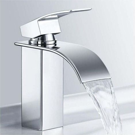 Waterfall basin mixer tap, stainless steel bathroom mixer tap, chrome-plated basin mixer tap, elegant design