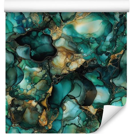 Papel pintado Tinta marina, Turquesa, Verde botella y Verde 50x1000 cm (1/5)