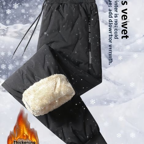 Pantalon de sport et de loisirs pour femme, automne-hiver, doublure polaire épaisse, chaud et protecteur contre le froid, noir (1/5)