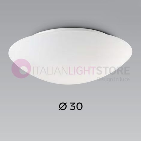 PANDORA PLAFONIERA BIANCA DIAMETRO 30CM IN VETRO 1 LUCE ATTACCO E27 (1/4)