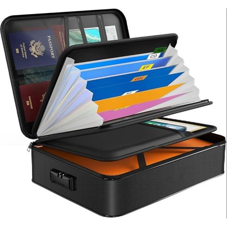 Organisateur de Documents(38x28x11cm), Boîte Ignifuge avec serrure (1/5)