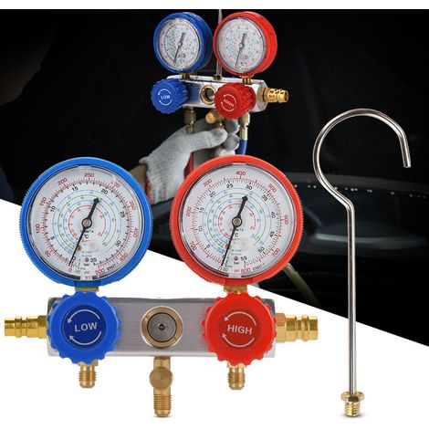 Kit de manomètres à manifold pour diagnostic climatisation fluide frigorifique fluoré 0500Psi (1/5)