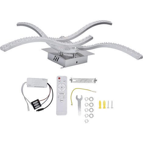 Plafonnier LED 3 Couleurs Télécommande Gradateur 4 Bandes Onde Forme Plafonnier AC 85‑265V (1/5)