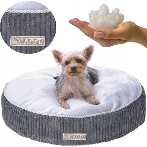 Cama redonda para perros DOTTY, puf, cojín para gatos, pana, felpa minky (1/5)