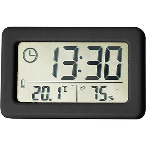Réveil numérique LCD, réveil de voyage avec affichage de la température, fonction snooze, contrôle de la luminosité, réveil intelligent, noir (1/5)