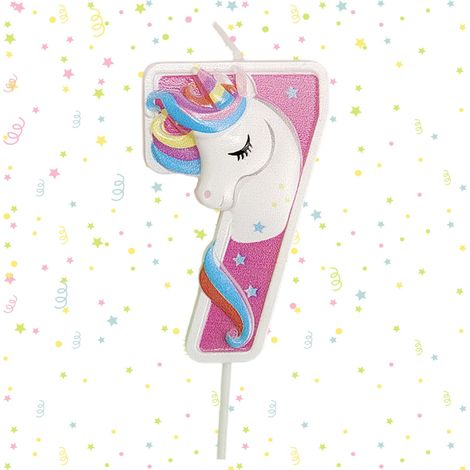 Bougie d'anniversaire 7 ans pour fille - Licorne - Décoration de gâteau 7 - 3D - Arc-en-ciel - Bougie d'anniversaire - Chiffres 7 - Rose - Décoration d'anniversaire pour fille de 7 ans (1/5)