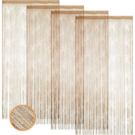 Sparkly door curtain, set of 4, 100 x 200 cm, with tassels to divide the room and protect privacy (Champagne) (1/5)