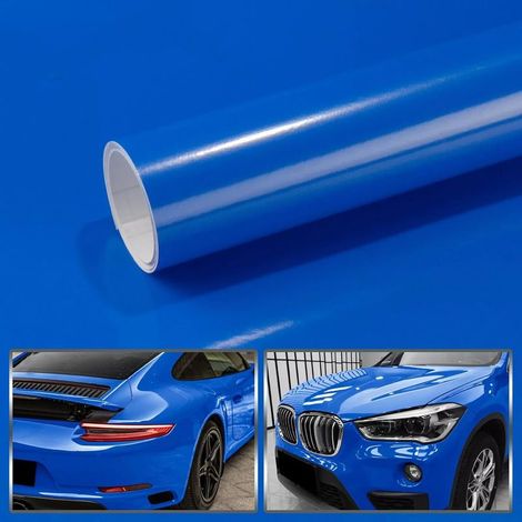 300 cm x 30 cm Glänzende Auto-Wrap-Aufkleberfolie, selbstklebende Schutzfolie für Auto, Motorrad, Fahrrad (Dunkelblau, 30 cm x 150 cm) (1/5)